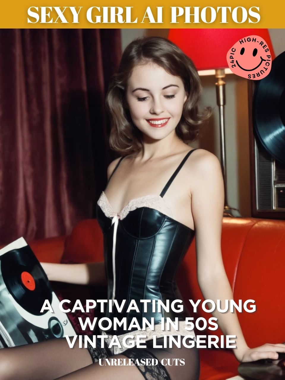 A Captivating Young Woman in 50s Vintage Lingerie